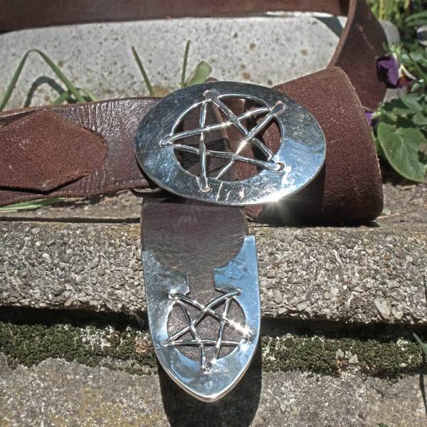 Riemenzunge Pentagramm aus Silber