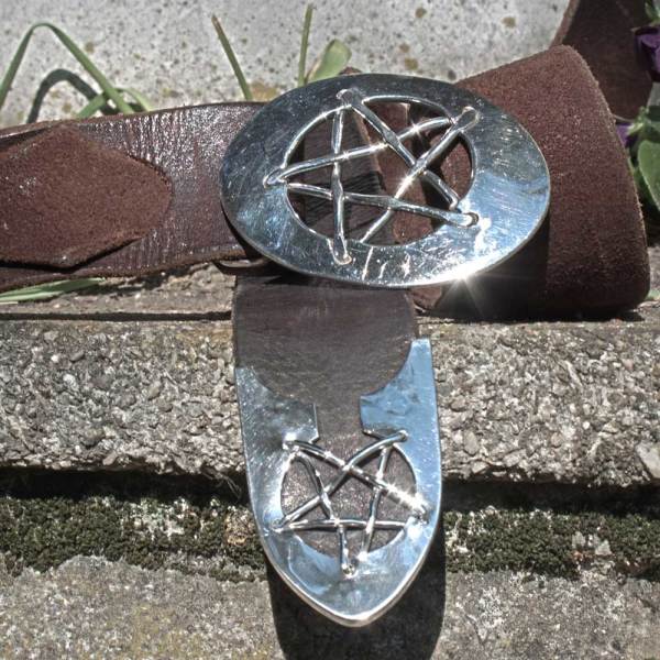 Riemenzunge Pentagramm aus Silber