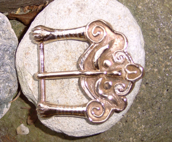 Rus Gürtelschließe & Riemenzunge Bronze mit Silbertauschierung