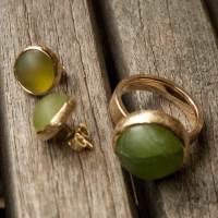 Peridot Ring und Ohrstecker