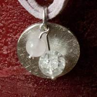 Silberkreis mit Rosenquarz- und Bergkristallkugel