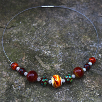 Muranoglas-Kette rot-orange-gelb