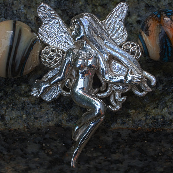 Muranoglas-Collier mit Silberelfe