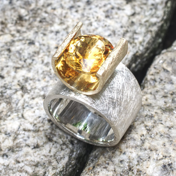 zweifarbiger Ring Citrin
