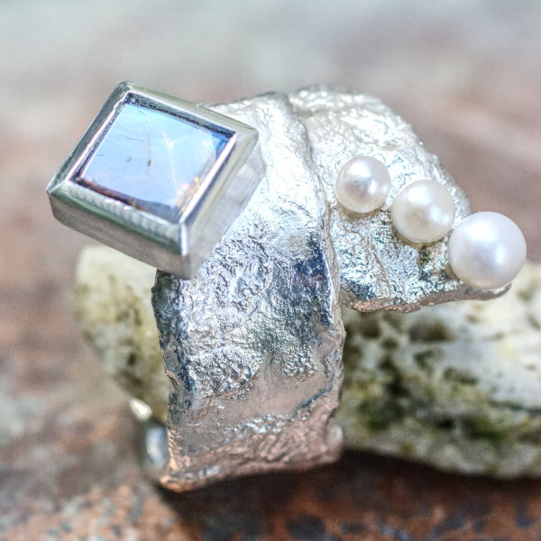 Ring Silber mit Opal und Perlen
