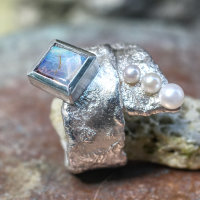 Ring Silber mit Opal und Perlen